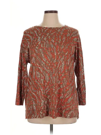 Pre-owned Westbound Long Sleeve Blouse In Brown