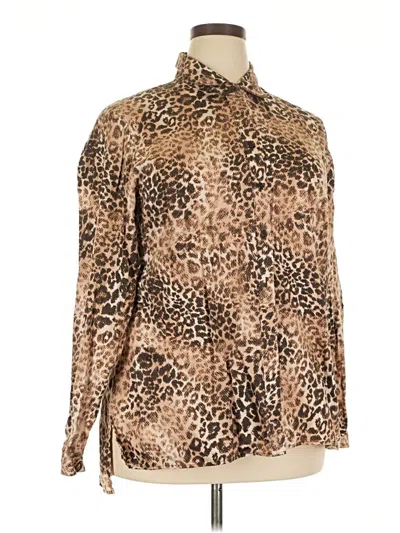 Pre-owned Westbound Long Sleeve Blouse In Brown