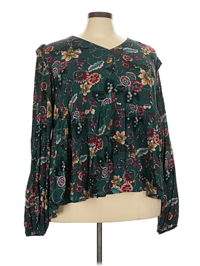 Pre-owned Westbound Long Sleeve Blouse In Green