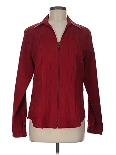 Pre-owned Westbound Long Sleeve Top Burgundy Mock Neckline Tops