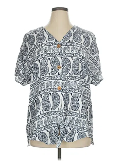 Pre-owned Westbound Short Sleeve Blouse In Blue