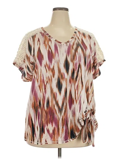 Pre-owned Westbound Short Sleeve Blouse In Brown