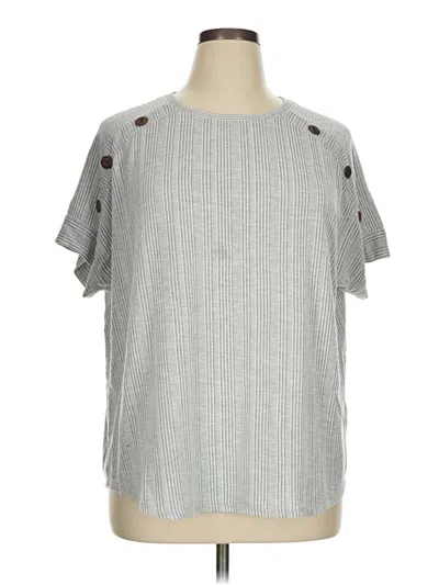 Pre-owned Westbound Short Sleeve Top Gray Square Neckline Tops