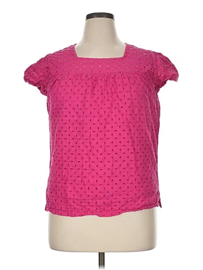 Pre-owned Westbound Short Sleeve Top Pink Square Neckline Tops
