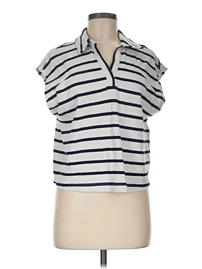 Pre-owned Westbound Short Sleeve Top White Stripes Pattern Cowl Neck Tops