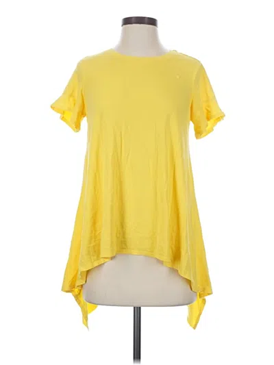Pre-owned Westbound Short Sleeve Top Yellow Keyhole Neckline Tops
