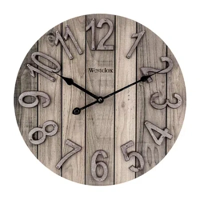 Westclox 15.5" Farmhouse Wood Grain Wall Clock In Brown