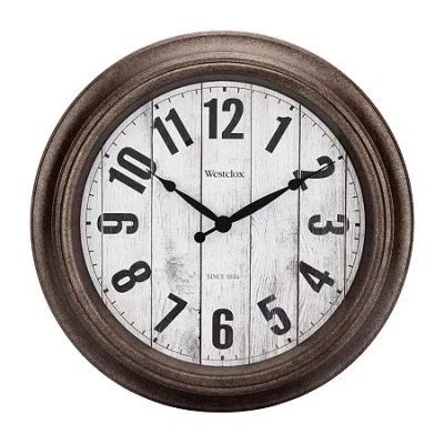 Westclox 15.5" Round Plastic Analog Wall Clock In Brown