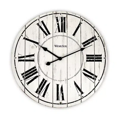 Westclox 18" Whitewash Wood Wall Clock