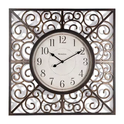 Westclox 20â Stylish Scrolling Detail Wall Clock In Brown