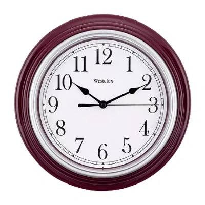 Westclox 9" Burgundy Round Wall Clock In Red