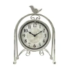 Westclox 9.5" Bird On Arch Table Clock In White