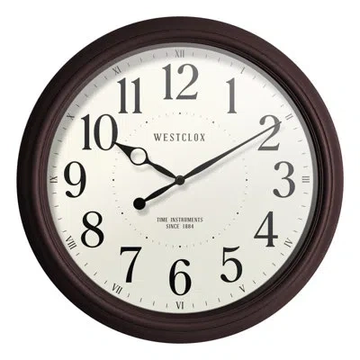 Westclox Analog 20" Quartz Accurate Woodgrain Finish Wall Clock In Brown