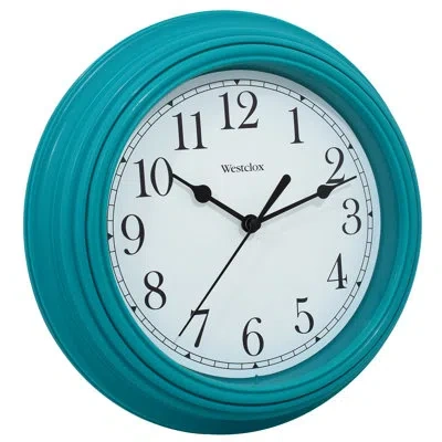 Westclox Analog 9" Round Sea Fog Blue Simple Quartz Clock - Accurate Timekeeping In Teal