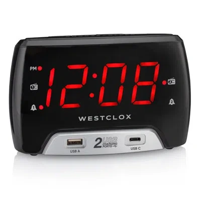 Westclox Modern & Contemporary Digital Plastic Electric Alarm Tabletop Clock In Black/silver
