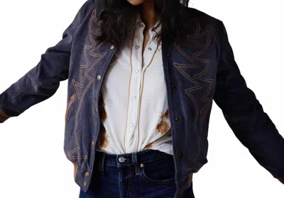 Western & Co. Embroidered Bomber Jacket In Blue Jean Baby In Multi