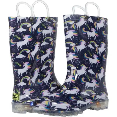 Western Chief Kids' 24124770p Navy Unicorn Sky Lighted Rain Boots Jobb2104 In Multi