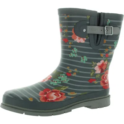 Western Chief Bouquet Mid Womens Floral Print Man Made Rain Boots In Grey