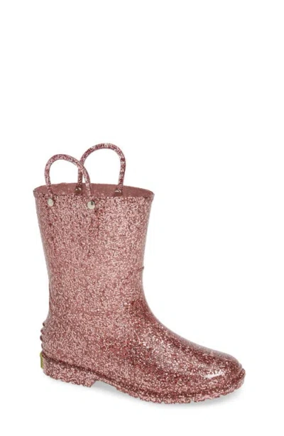 Western Chief Kids' Glitter Pvc Rain Boot In Rose Gold