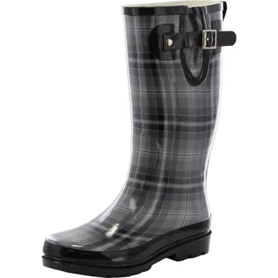 Western Chief Highland Plaid Womens Waterproof Pull On Rain Boots In Pink