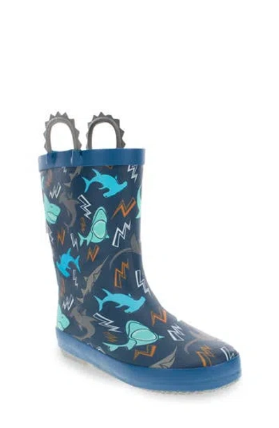 Western Chief Kids' Shark Bolt Rain Boot In Blue