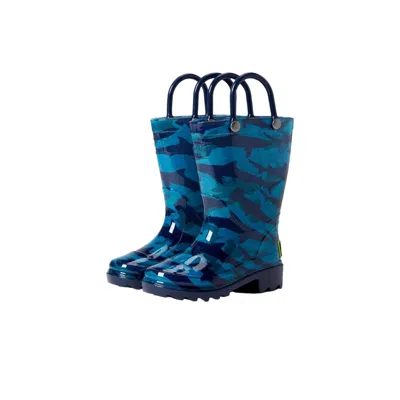 Western Chief Kids' Toddler  Camo Shark Pvc Rain Boot Blue 24126217p In Multi