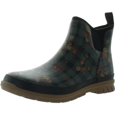 Western Chief Womens Floral Print Rubber Rain Boots In Green