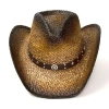 Western Express Dark Brown Straw Pinch Front Mens Cowboy Hat In Brown