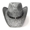 Western Express Gray Straw Pinch Front Mens Cowboy Hat In Metallic