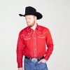 Western Express Mens Long Sleeve Western Shirt In Red