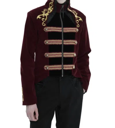 Western F.a.s.h.i.o.n Embroidered Frock Tailcoat In Burgundy
