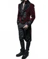 Western F.a.s.h.i.o.n Gothic Gentle Jacket With Scissors Tail In Burgundy In White