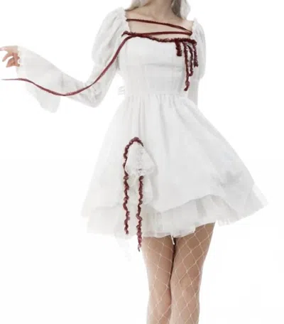 Western F.a.s.h.i.o.n Gothic Vampire Blood Stained Dress In White