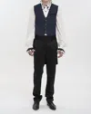 Western F.a.s.h.i.o.n Jacquard Print Long Tail Vest In Blue In Blue