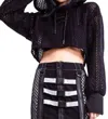Western F.a.s.h.i.o.n Knit Hoodie Crop Sweater In Black In Black