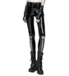 Western F.a.s.h.i.o.n Leather Lace Front Legging In Liquid In Multi