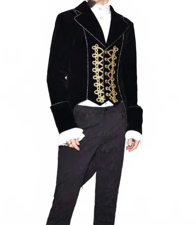 Western F.a.s.h.i.o.n Swallowtail Coat With Gold Embroidery In Black