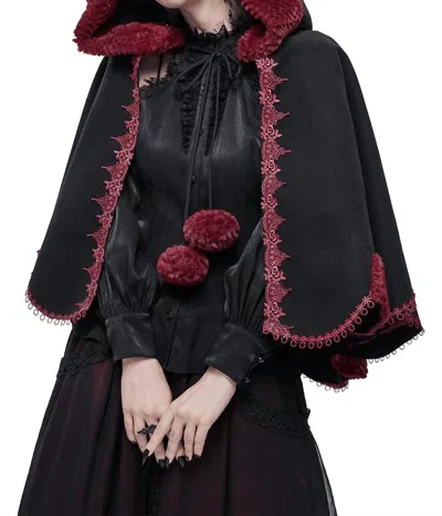 Western F.a.s.h.i.o.n Trimming Renaissance Cape In Black And Burgundy In Multi