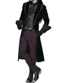 Western F.a.s.h.i.o.n Velvet Gothic Medium Length Coat In Black In Black