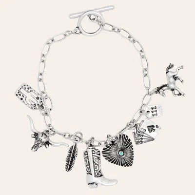 Western Gems Silver Plated Western Charm Bracelet In Metallic