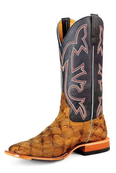 Pre-owned Western Hp1865: Men's Horsepower Big Bass (print) Cowboy Boots In Brown