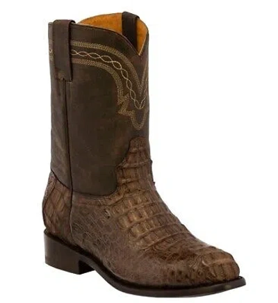 Pre-owned Western Mens Brown Cowboy Boots Crocodile Hornback Exotic Skin  Wear Roper