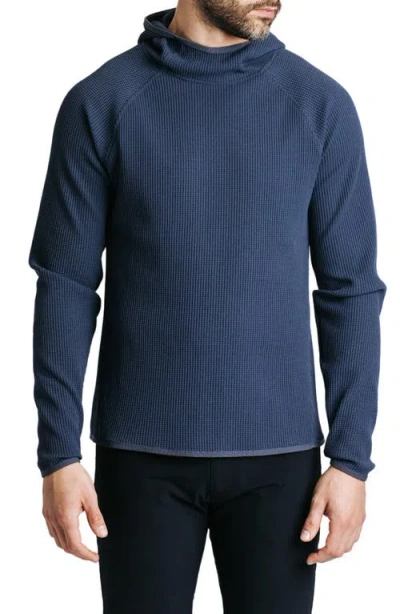 Western Rise Venture Waffle Performance Pullover Hoodie In Blue Grey