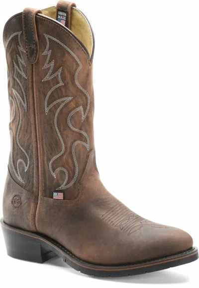 Pre-owned Western Work Double-h Men's 12” Ag7  Boots Brown U-toe 3282