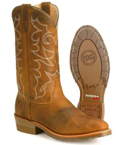 Pre-owned Western Work Double-h Mens Gel I.c.e.  Boots Oak Round Toe Dh1552 Many Sizes