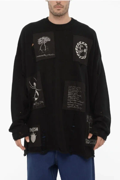 Westfall Crew-neck Cotton Sweatshirt With Patches In Black