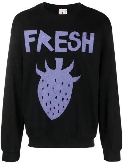 Westfall Fruit-print Long-sleeve Sweatshirt In Black