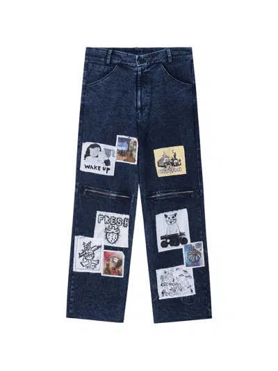 Westfall Patch-detail Straight-leg Jeans In Blue