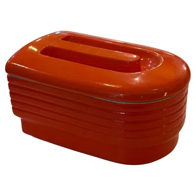 Pre-owned Westinghouse Art Deco Streamline Hall  Usa Pottery Lidded Refrigerator Dish Box In Red
