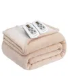 Westinghouse Heated Flannel And Sherpa Blanket, Queen In Beige